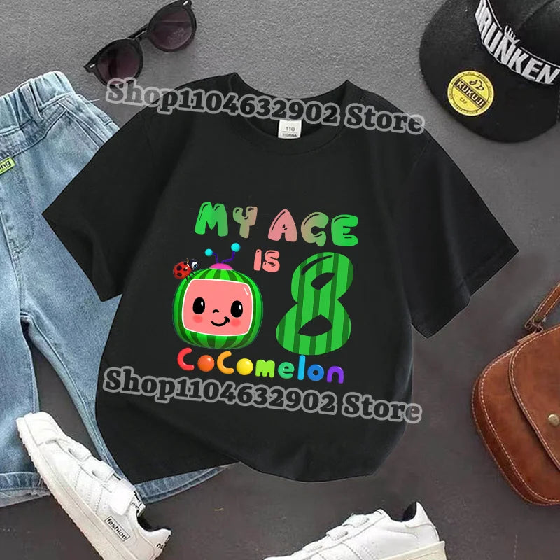 Cocomelons Kids T-shirts Boys Girls Baby Shower T-shirt Children Summer Cotton Clothes Cartoon Anime Pattern Tee Birthday Gifts
