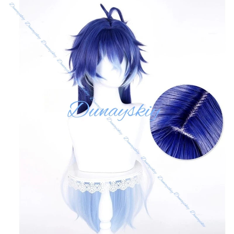 Game Genshin Impact Flins Cosplay Wig Long Blue Heat Resistant Synthesis Hair Halloween Carnival Party Wigs For Women Men