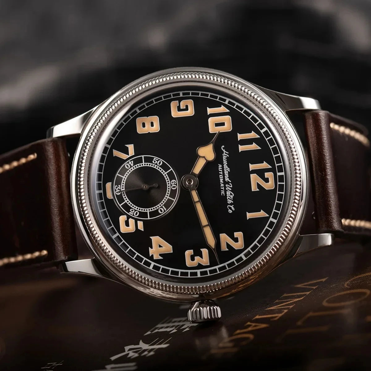 Hruodland 2025 Classic Men's Automatic Mechanical Watch K1 Mirror Stainless Steel Brown Leather Diving 5Bar Watch reloj hombre