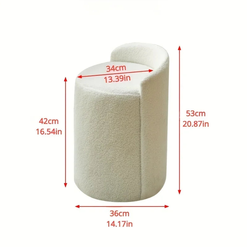 Chic Cylindrical Vanity Stool - Sturdy Frame, Soft Cushion, Space - Saving, Ideal for Bedroom & Living Room