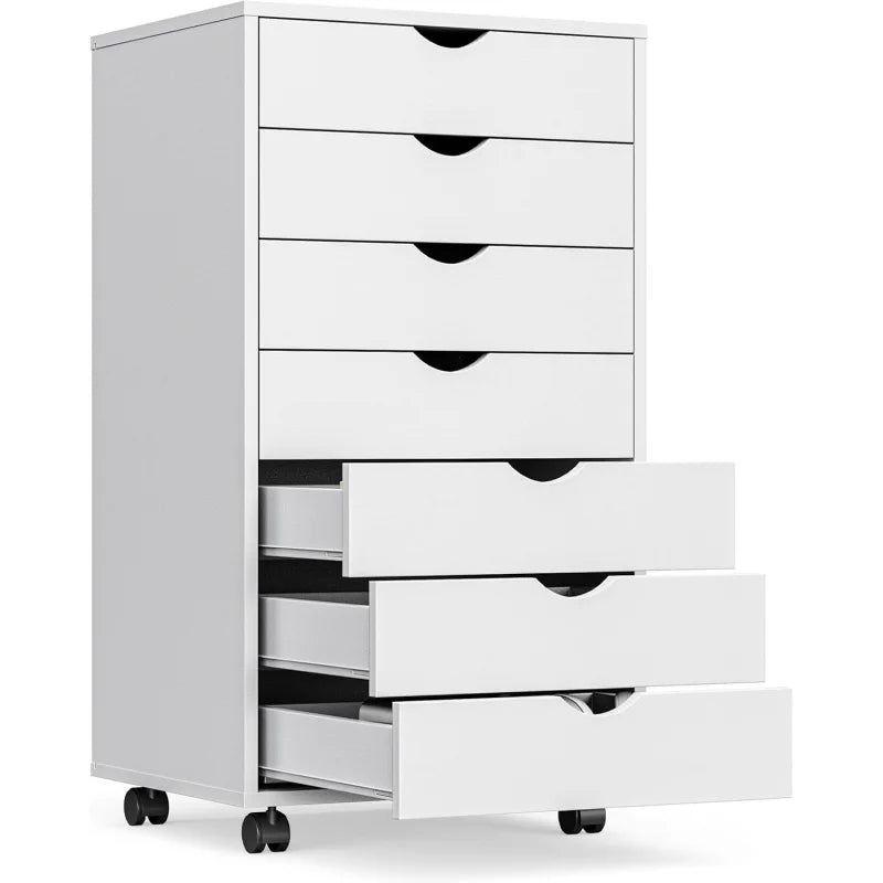7 Drawer Mobile File Cabinet Under Desk Storage Organization with Wheels Vertical Filing Chest Rolling Wood Small Desk Pr