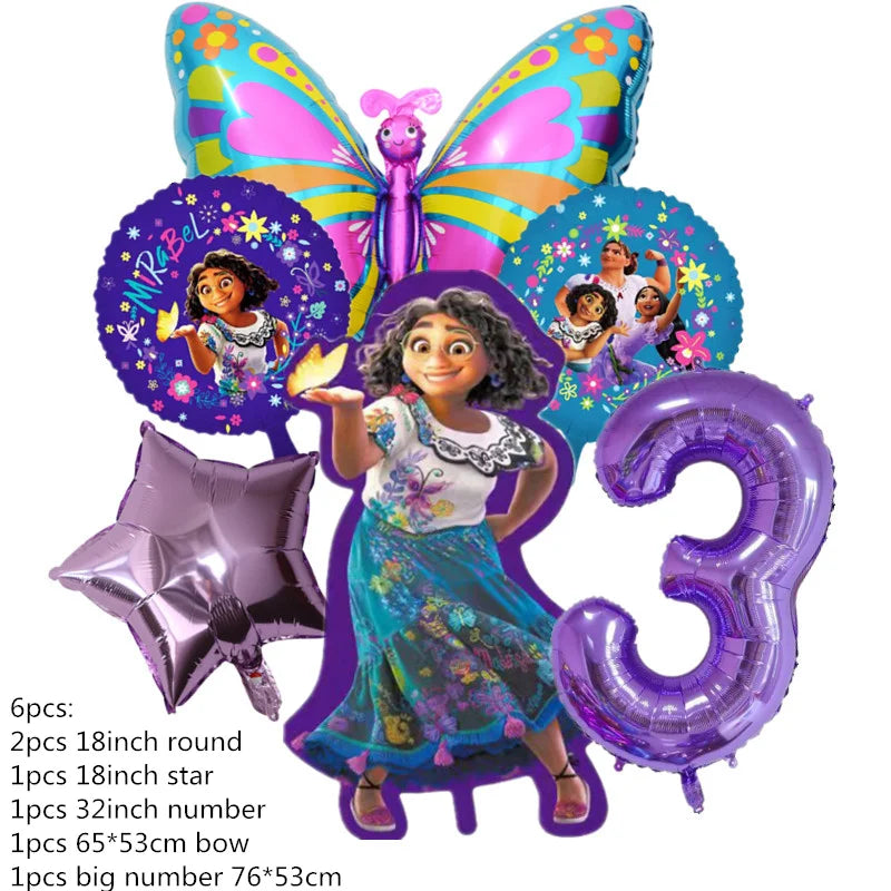 Disney Encanto Mirabel Isabella Party Balloons Set 32inch Purple Number Foil Balloons For Kids 1 2 3th Birthday Decor Air Globos