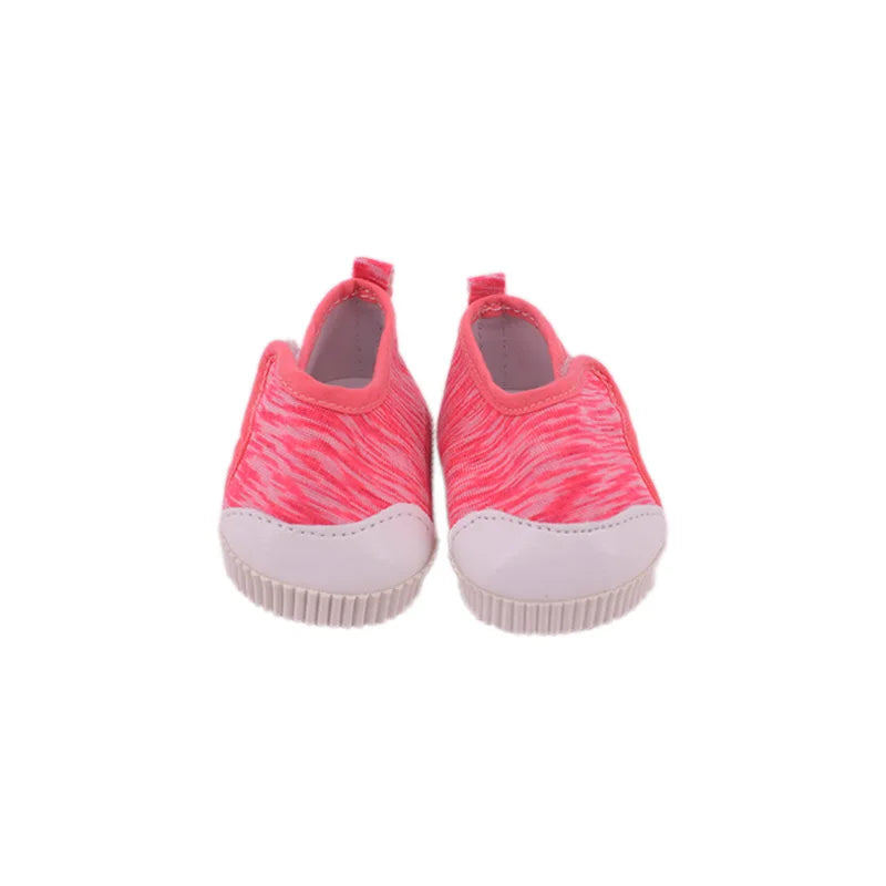 7Cm length Doll Shoes For 18 inch Girls American & 43Cm Baby New Born Doll Clothes Accessories Flowers/Bows Stamp Canvas Shoes