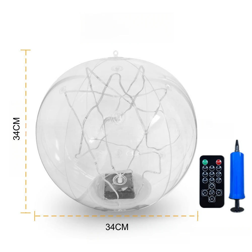 Solar Floating Pool Lights 34cm Large Inflatable Pool Beach Ball For Water Pool Party Outdoor Balloon LED Garden Ball Light