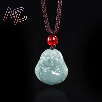 Myanmar Jadeite Guanyin Buddha Pendant Necklace Vintage Natural Gemstone Real Jewelry Fashion Accessories Burmese Jade Stone