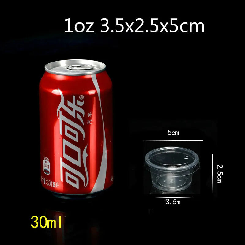 50 PCS Pudding Cup With Lid Disposable Plastic Cups Sauce Baking Jelly Dessert Cups Wedding Small Mini Party Set Cup Bowl Box