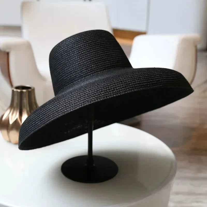 2025 New Audrey Hepburn straw hat sunken modelling tool bell-shaped big brim hat vintage high pretend bility tourist beach ★ ★ ★