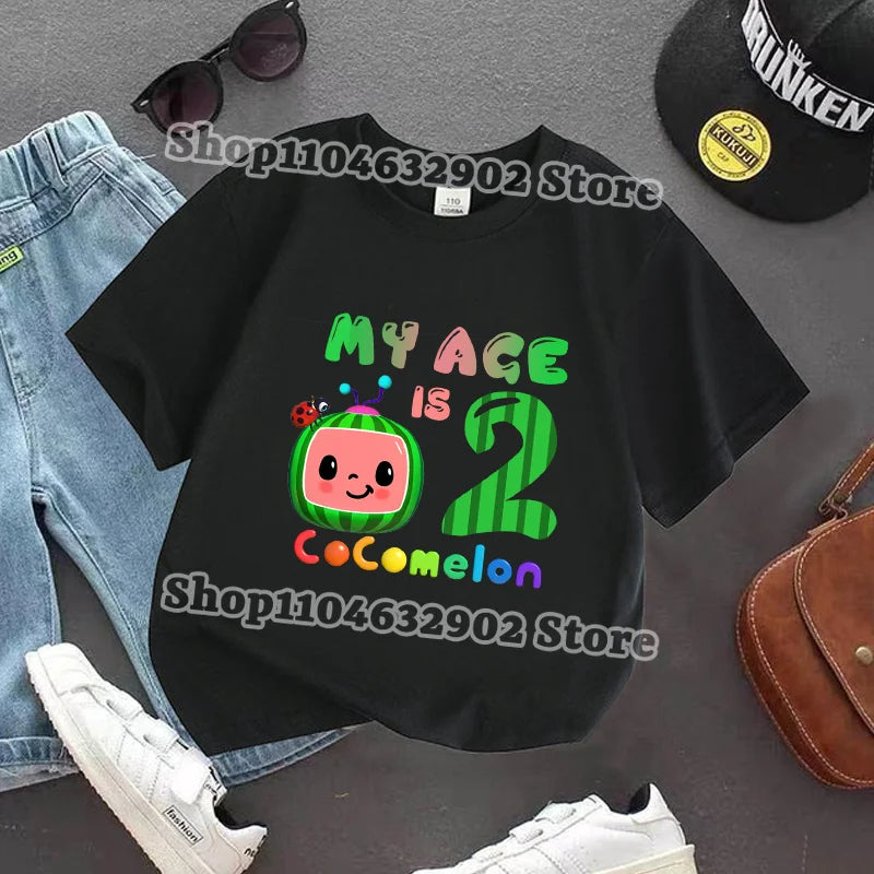 Cocomelons Kids T-shirts Boys Girls Baby Shower T-shirt Children Summer Cotton Clothes Cartoon Anime Pattern Tee Birthday Gifts