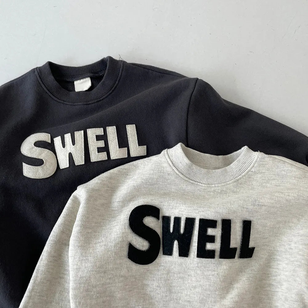 Korea Baby Boys Sweatshirt Loose Fashion Letter Sports Sweatshirts Toddler Girl Pullover Sweater Cotton Tops Boy Kids Clothes