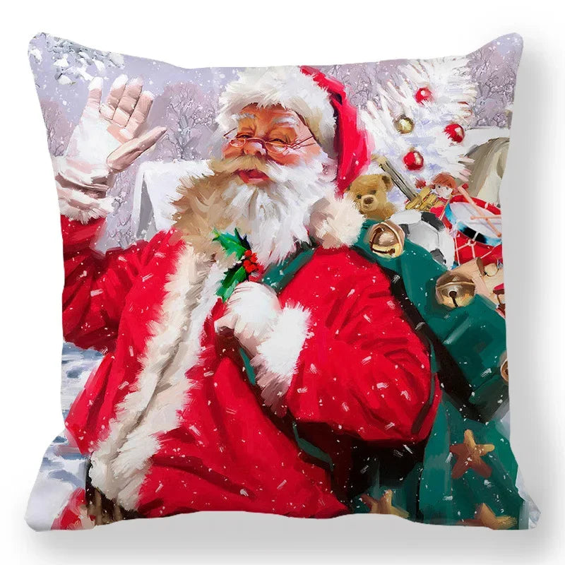 Christmas Decoration Pillowcase Santa Claus Snowman Deer Cushion Cover Home Sofa Chair