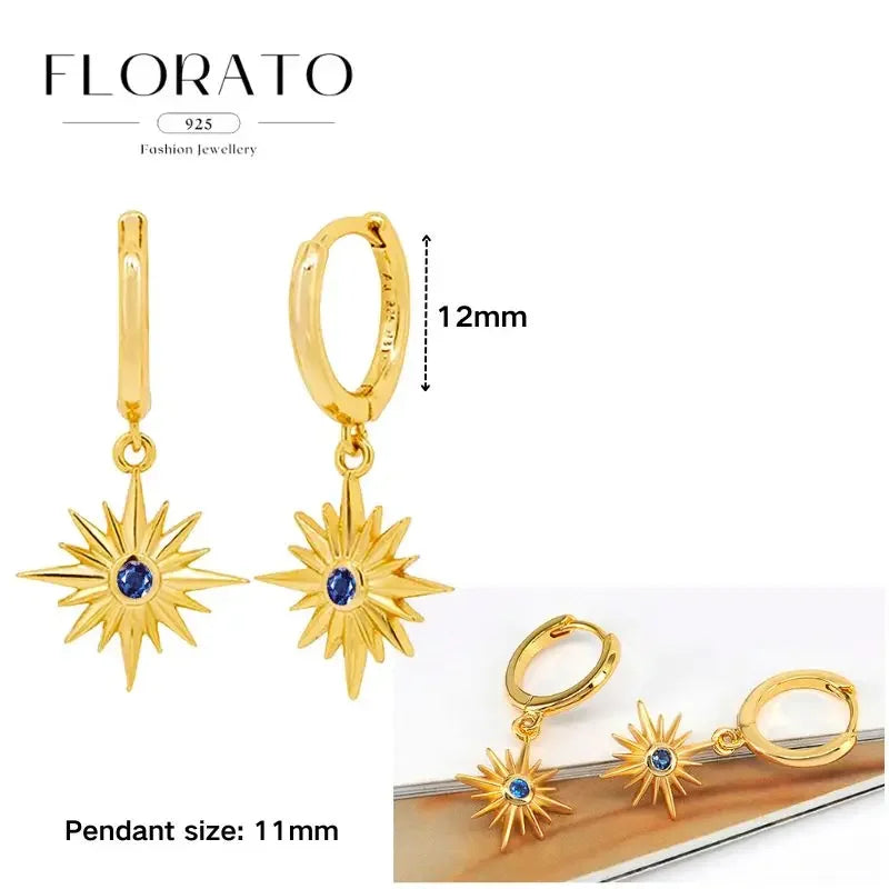 925 Sterling Silver Ear needle European And American Style Hoop Earrings Round square Pendientes Fashion For Women Birthday Gift