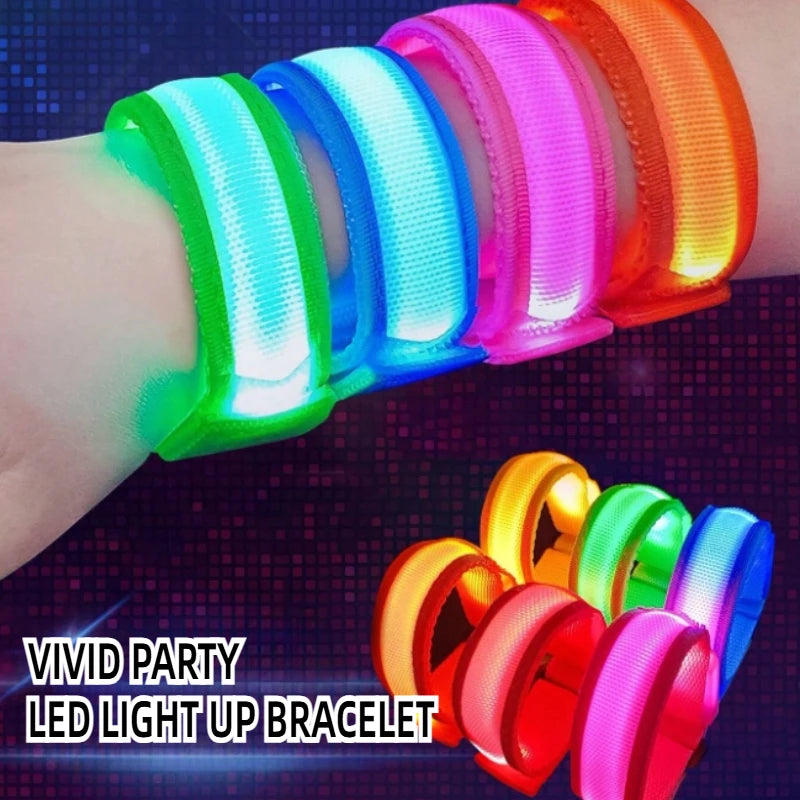 LED Light Up Bracelets Glow in The Dark Party Prop Outdoor Sports Belt Arm Leg Warning Wristband Reflective Safety Bicycle Light