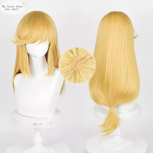 Applejack Cosplay Wig Women 65cm Long Golden Yellow Wig Cosplay Anime Cosplay Wigs Heat Resistant Synthetic Wigs