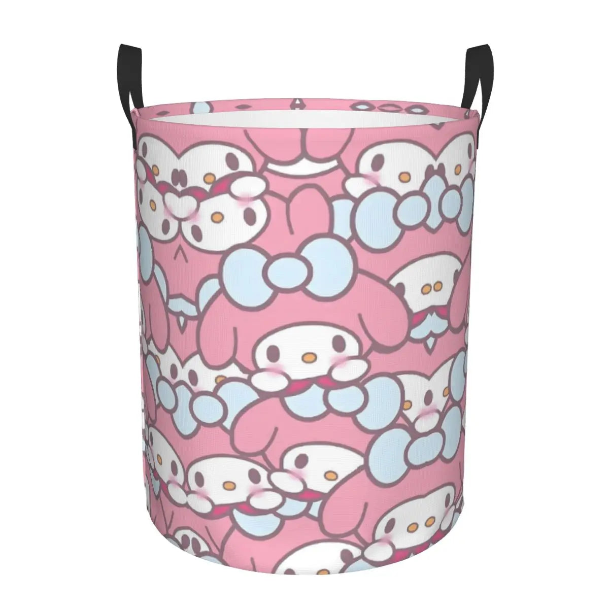 Custom Melody Laundry Basket Collapsible Pink Rabbit Clothes Hamper for Baby Kids Toys Storage Bin