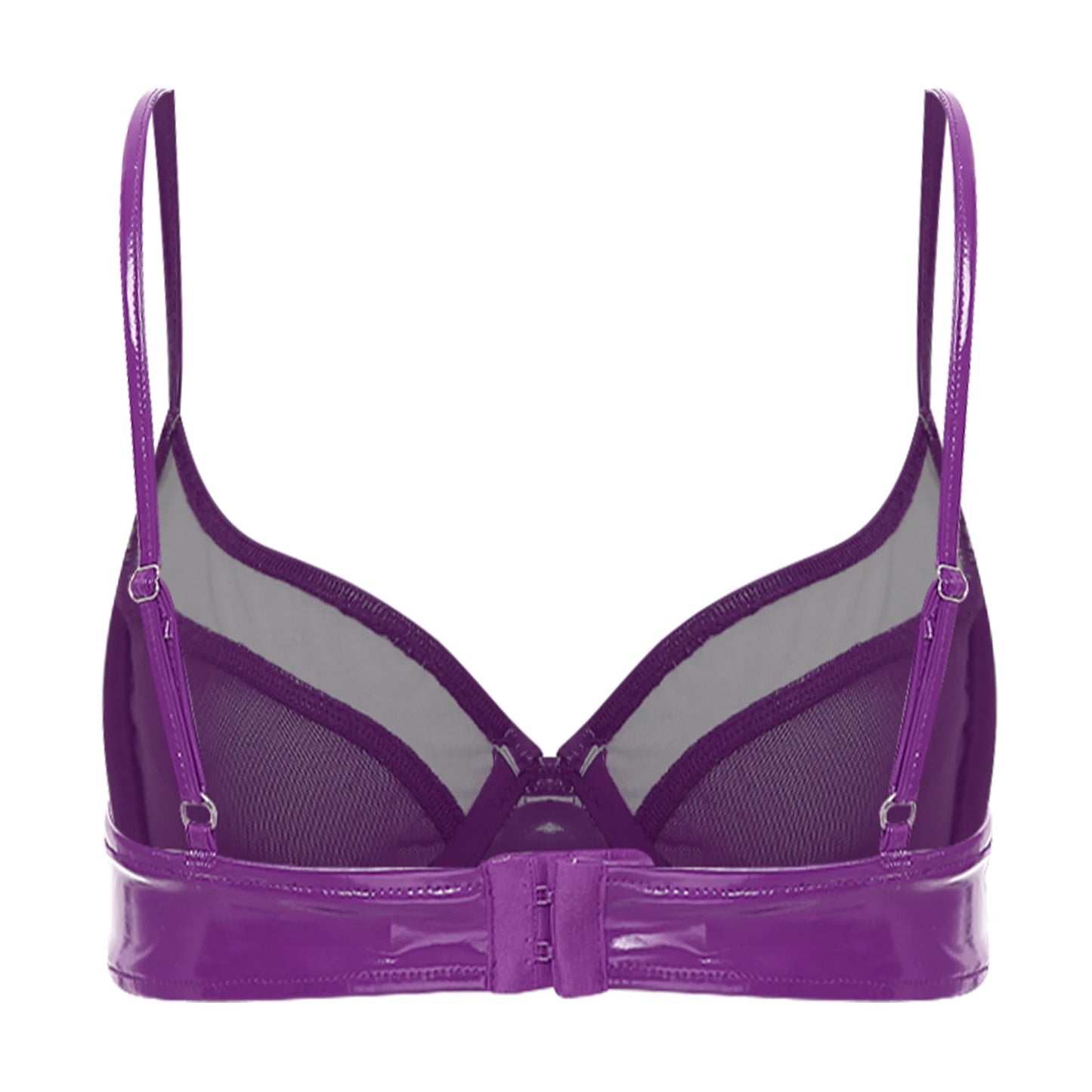 Female 3/4 Cup Push Up Brassiere with Wire Adult Women Swimwear Tops Plus Size Patent Leather Lingerie Bra Bralette Underwear