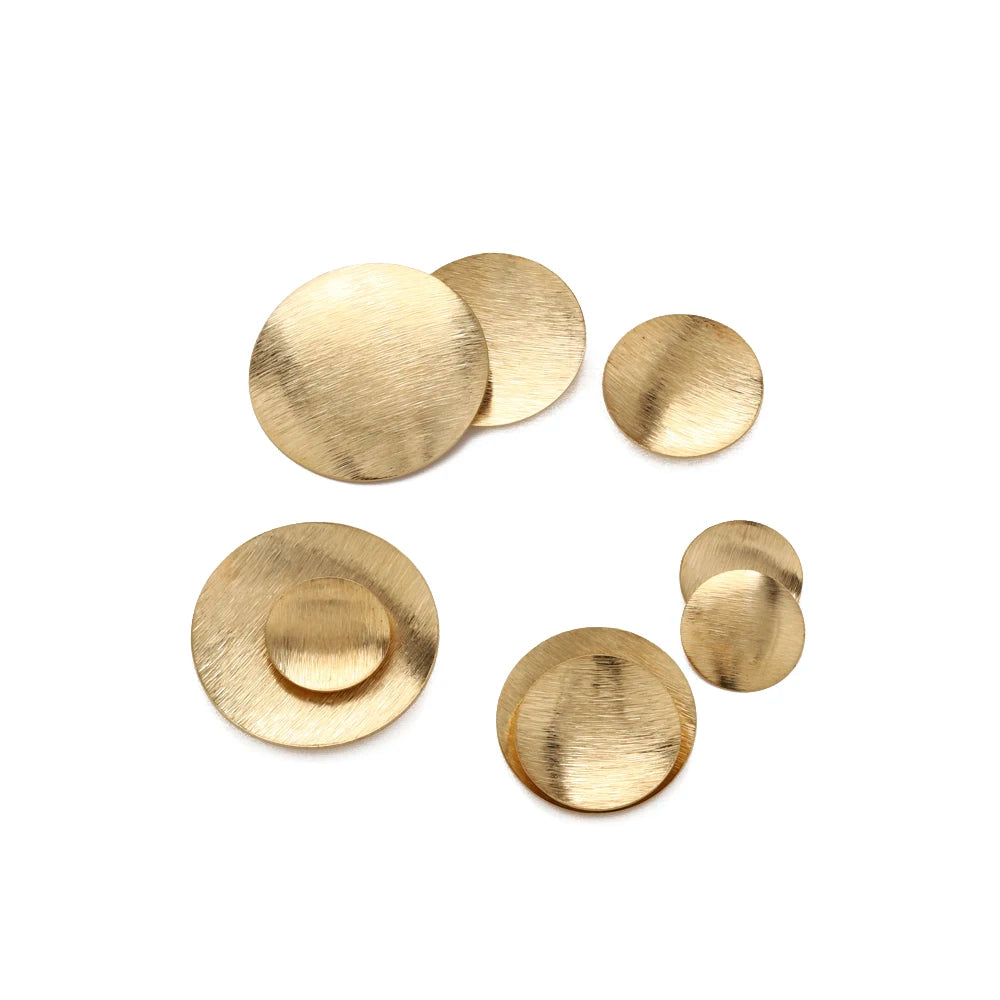 Raw Brass Brushed Round Convex Dome Discs Pendant Charms for Diy Hammered Jewelry Stud Earring Bracelet Necklace Making Findings