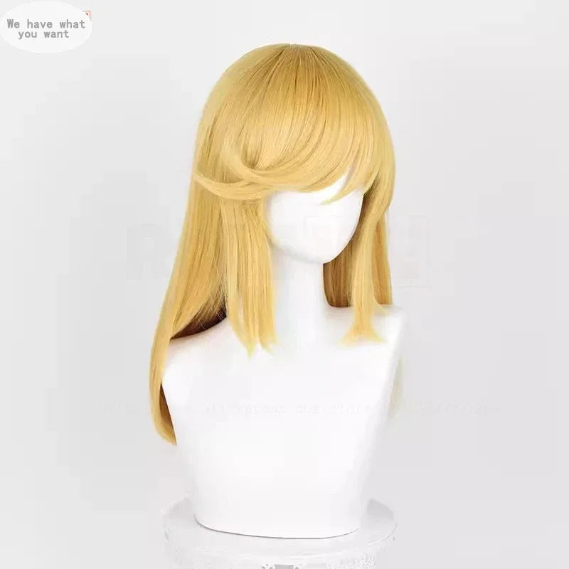 Applejack Cosplay Wig Women 65cm Long Golden Yellow Wig Cosplay Anime Cosplay Wigs Heat Resistant Synthetic Wigs