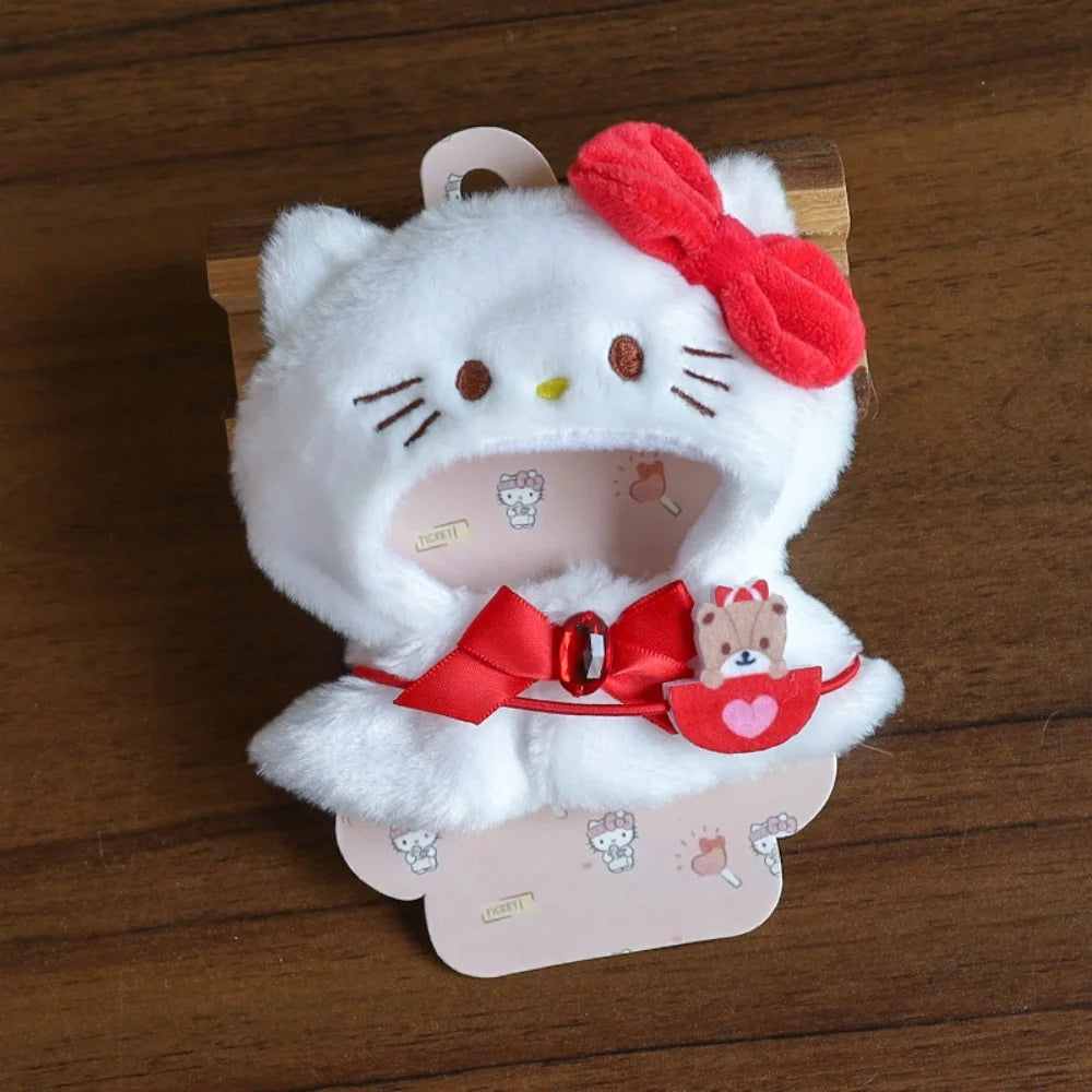 Anime Sanrio Hello Kitty Doll Pendant baby clothes Kawaii Cinnamoroll Kuromi Plush Cape Key Bag Chain Decoration Gifts