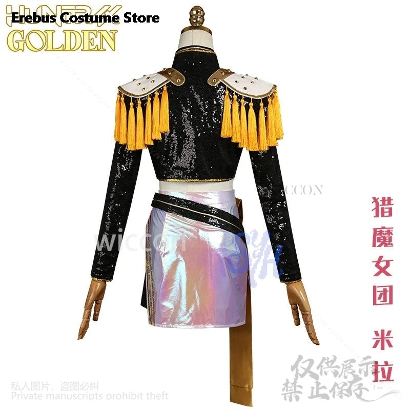 Anime Movie Kpop Demon Cosplay Mira Huntrix Golden Stage Uniform Black Flash Gorgeous Punk Coat Mini Dress Lolita 코스프레 Halloween