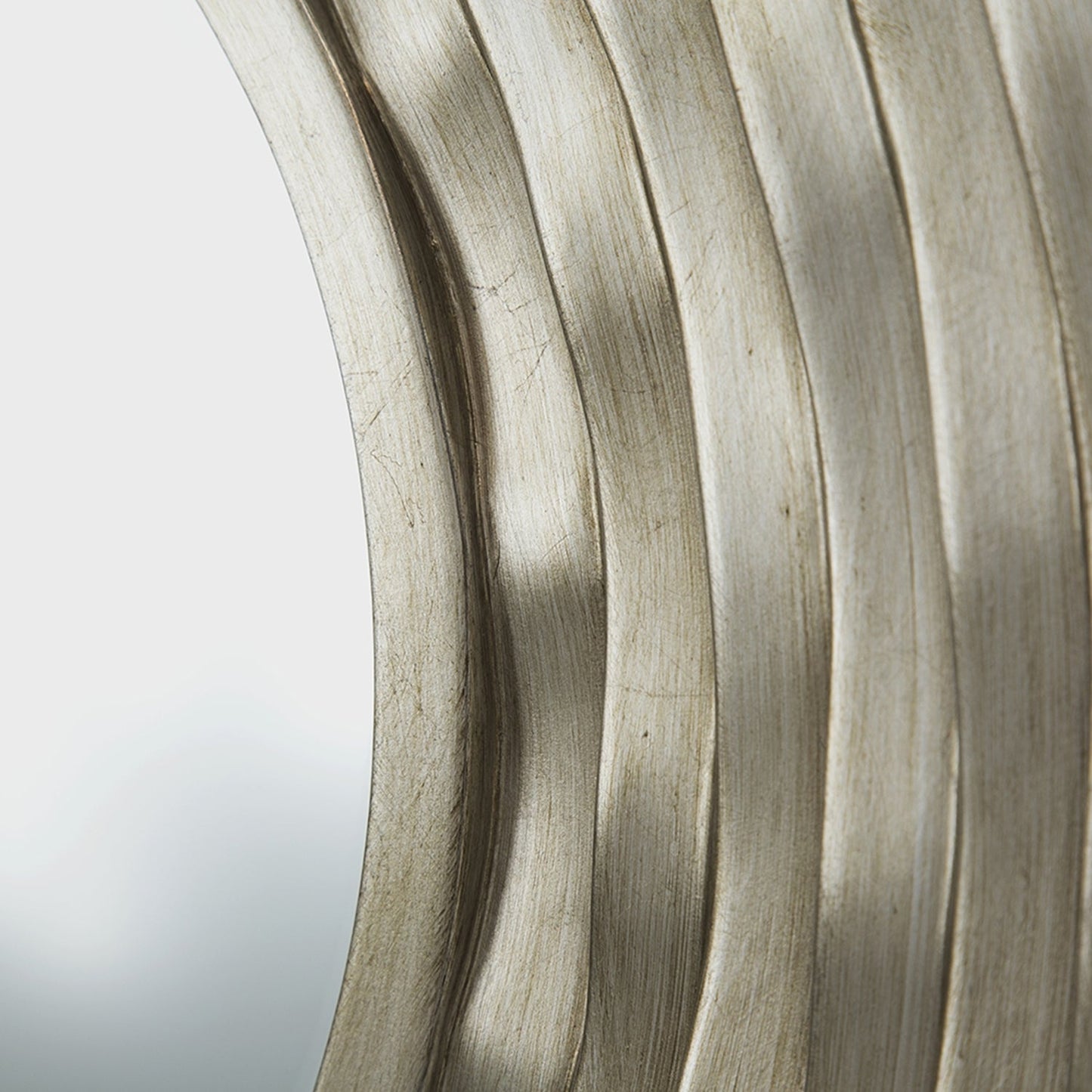 Round Sculpted Silver Wall Mirror with Beveled Glass, 31.3 in