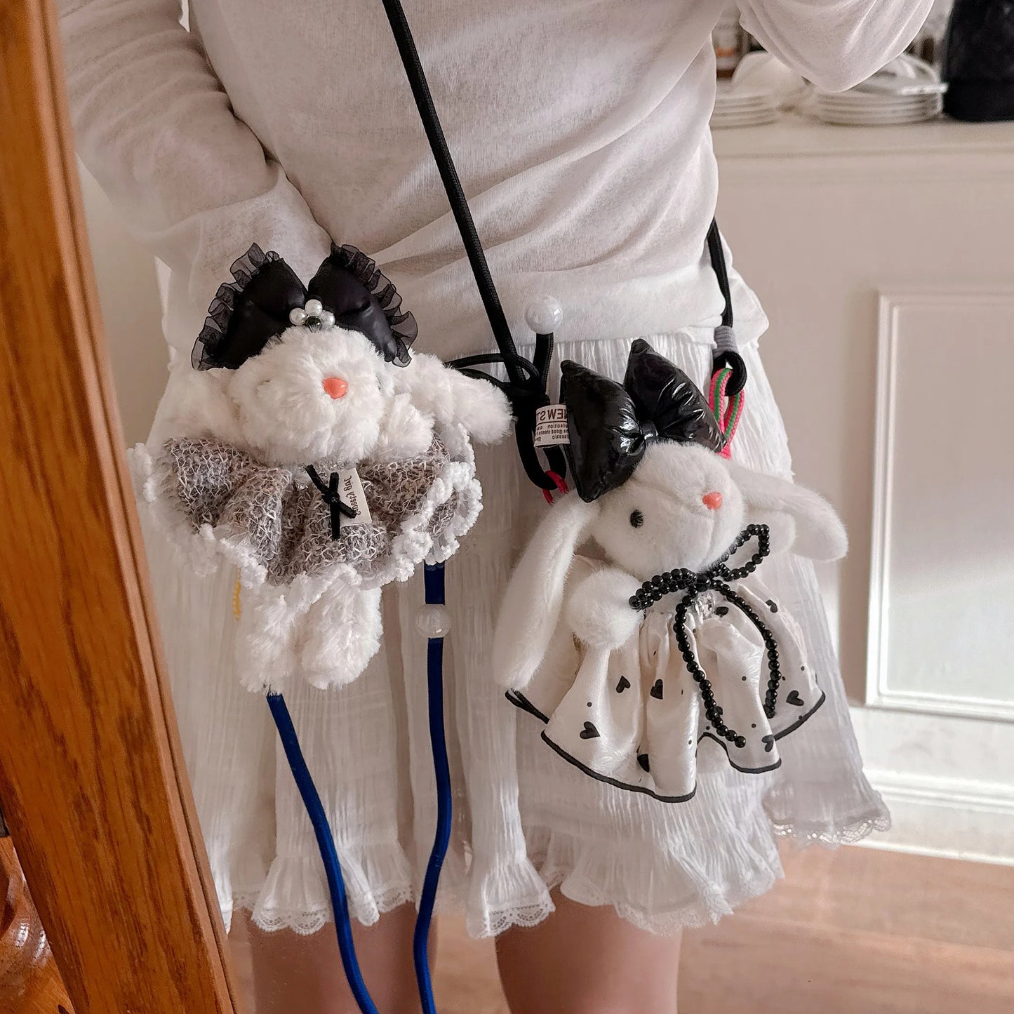 Hanging Ear Rabbit Doll Keychain Cartoon Plush Doll Bag Pendant Cute Animal Doll Accessories For Girl Women Christmas Gifts