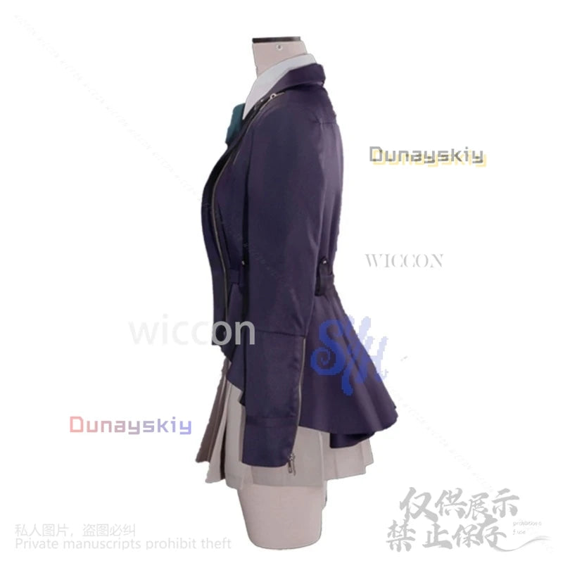 Kirifuji Nozomi Cosplay Game The Hundred Anime Costume Purple Pu Punk Coat Jk Kawaii Uniform Dress Lovely Japanese Girls Lolita
