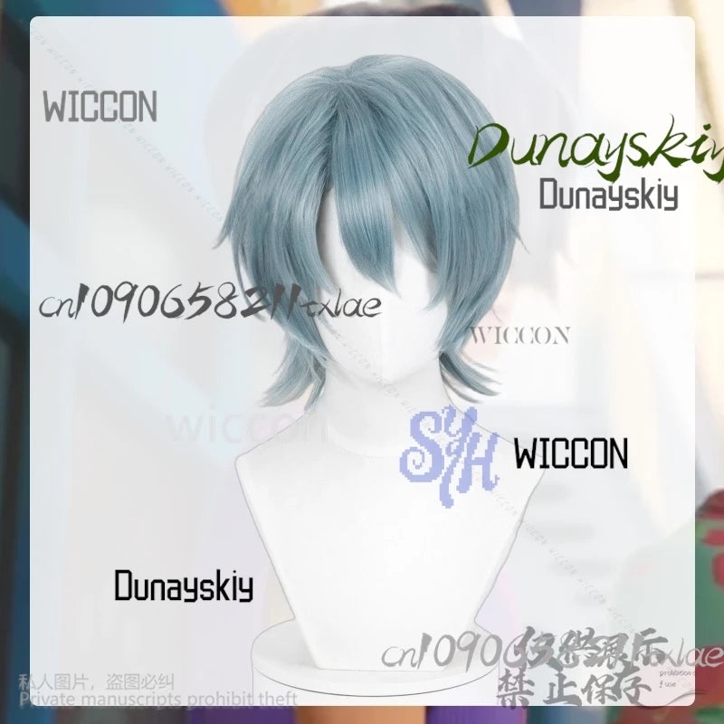 Huntrix KPop Demon Hunters Saja Boy Cosplay Mystery Purple-gray Wigs Curling Hair Accessories Synthetic Short Hair Halloween