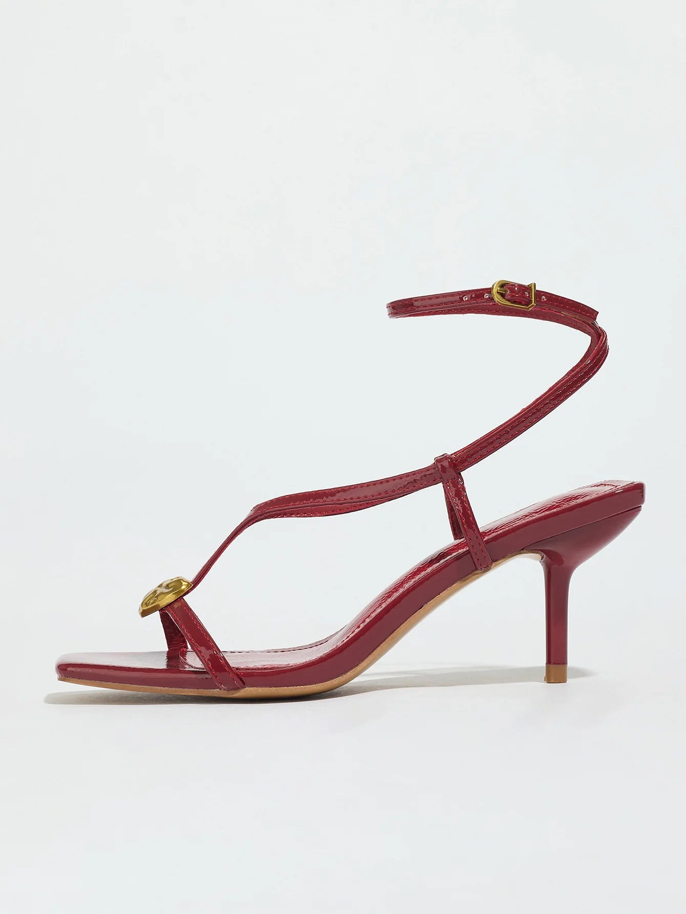 Shoes Woman New Summer 2025 Collection Metal Buckle Decoration T-shaped Belt  Thin Heel Square Toe Exposed Toe Women's sandals