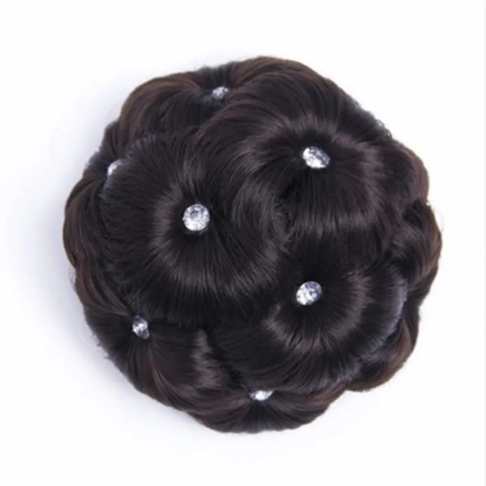 Synthetic Wig Natural Bud Flower Pearl Hairpin Wig Women Simulation Bride Braided Hairpiece Extension