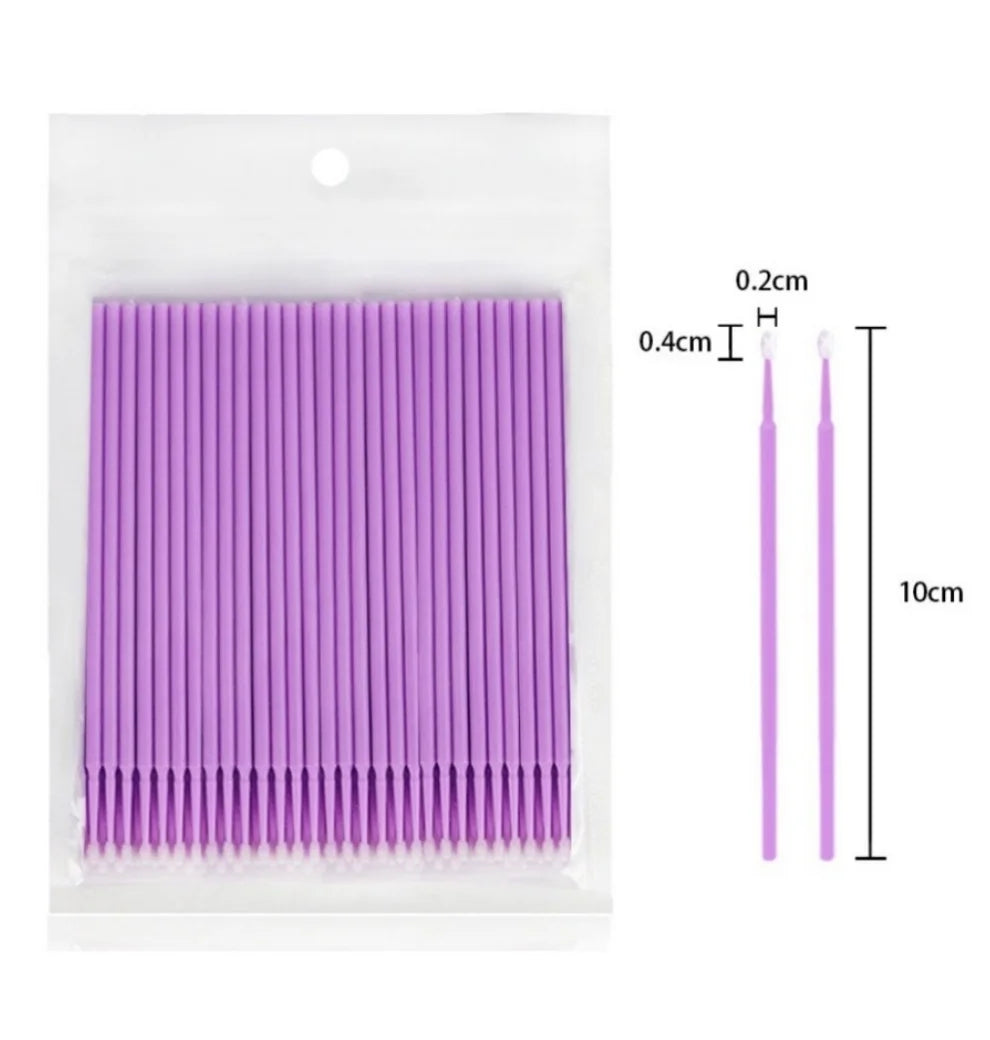 100PCS Disposable Eyelash Cleaning Brush Extension Micro Cotton Swab Eyelashes Microbrush Beauty Makeup Clean Remover Tools
