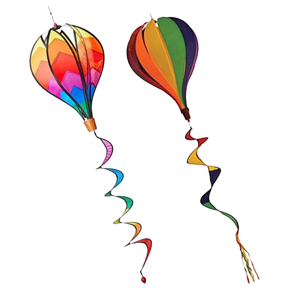2pcs Balloons Summer Hot Air Wind Strips Sequin Solid Color Windmill Rotating Colorful Garden DecorationSpiral Pvc