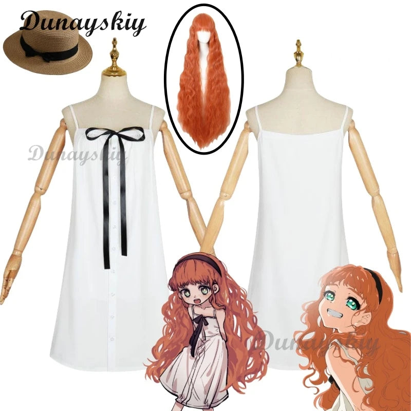 Friel Cosplay Anime Costume Wig White Dress Lolita Daily Wear Cos Hair Orange Full Set Suit Halloween Party