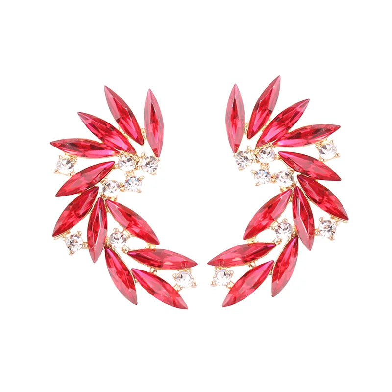 LUBOV 3 styles Colorful Wings Stud Earrings Acrylic Crystal Stone Women Piercing Earrings Trendy Wedding Jewelry Christmas Gift