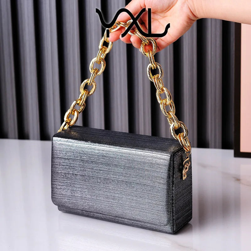European and American Fashion Simple Evening Bag Dress Party Bride Bag Yellow Small Square Bag Chaozhou Factory Cro