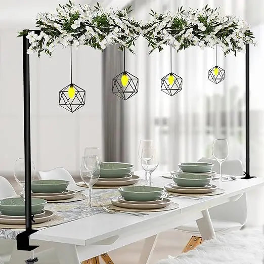 Over The Table Rod Stand with Clamps Adjustable 46"-100'' Length 29"-55" Height Gold Table Balloon Arch Stand with Storage Bag,