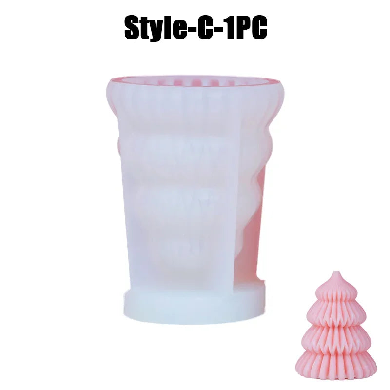 Christmas Tree Candle Molds Handmade Home Decoration Wax Candle Silicone Mould Fragrance Aroma Gypsum Plaster Ornament Mold