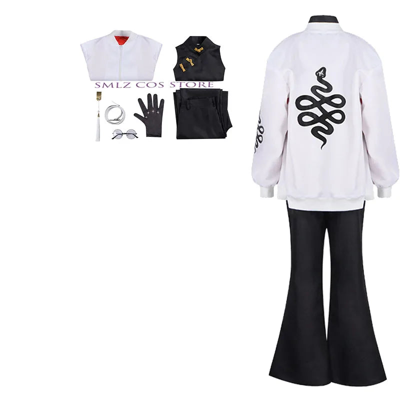 Newly Alma Cosplay Anime Gokurakugai Manga Costume Red Coat Pants Daily Wearing Rose Alma Wig Set Halloween Party Outfit for Man