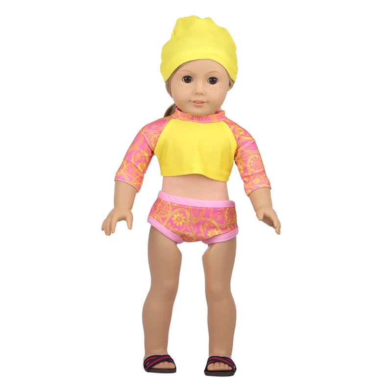 Cactus T-shirt+Denim Shorts Flower Dress+Hat Flamingo Doll Clothes Set For 18 inch American&43cm Baby New Born.OG,Life Girl Doll