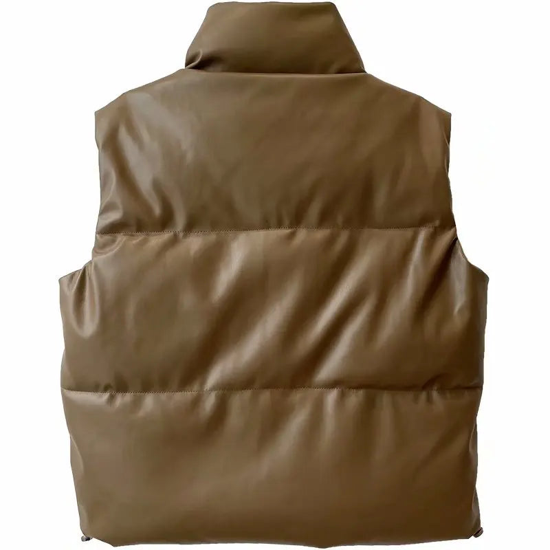 Real Leather Vest Women Winter Stand Collar Lambskin Sleeveless Jacket 90 White Goose Down Bread Clothing Simple Warm Down Coats