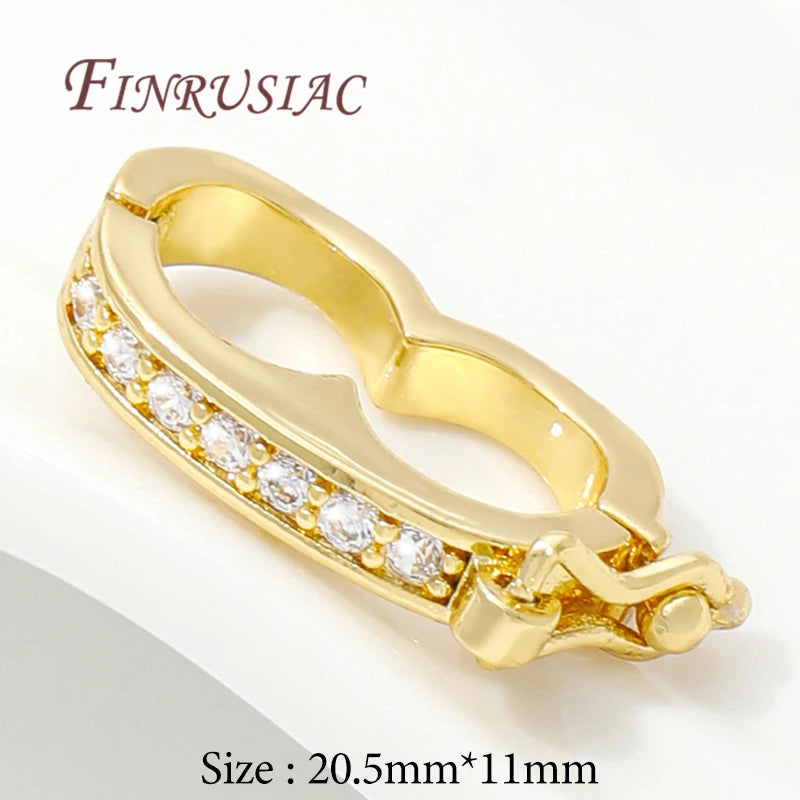 Necklace Clasps 18K Gold Plated Brass with Zircon Pearl Enhancer Clasps For DIY Bracelets Accessories Jewelry Making Supplies