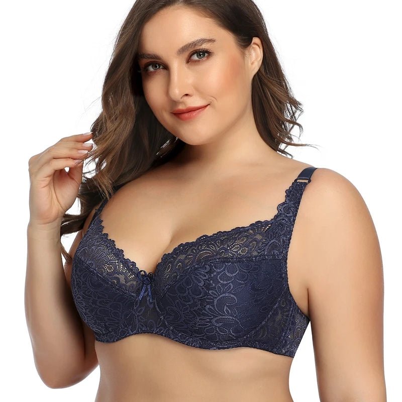 Beauwear Women Plus Size Ultra Thin Bras Embroidery Lingerie Female Unlined Floral Intimates 75F 75E 80E 85E 85DD 90DD 95E 100E