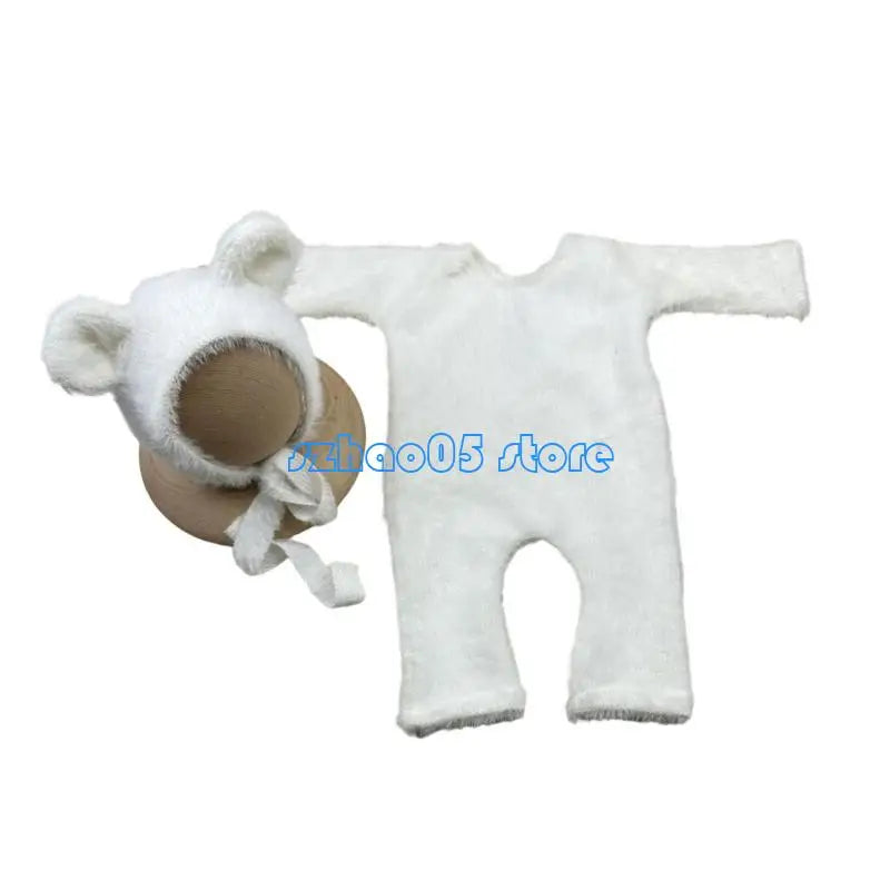 85LE Bear Outfit Hat Set Boy Girl Photo Clothes Photography Props