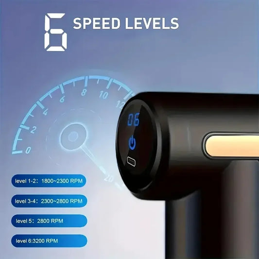 USB Mini Massage Gun Neck Grab Fascia Gun Fascial Machine Body Muscle Relaxation LCD Vibration Gun Massage Fitness Equipment