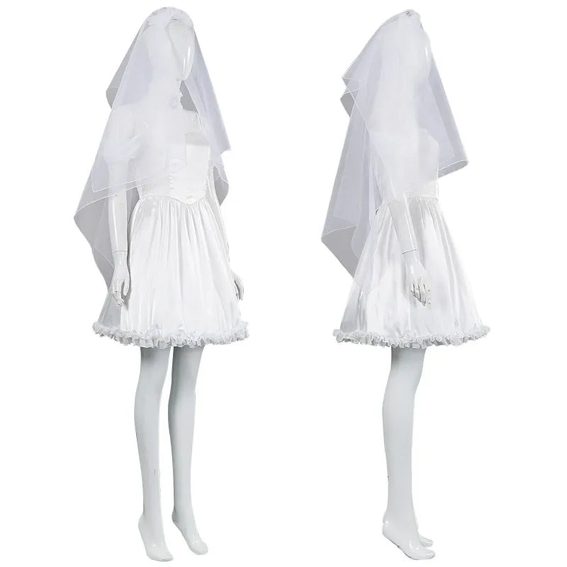 2025 Halloween Corpse Emily Cosplay Costume Bride White Wedding Dress Carnival Horror Party Bride Emily's Dressing Up