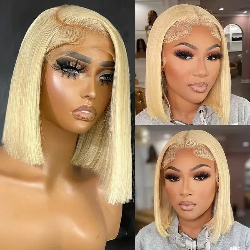 Blonde Bob Wig Human Hair 613 Lace Front Wigs Human Hair 200% Density 13x4 HD Lace Frontal Wig Pre Plucked With Baby Hair