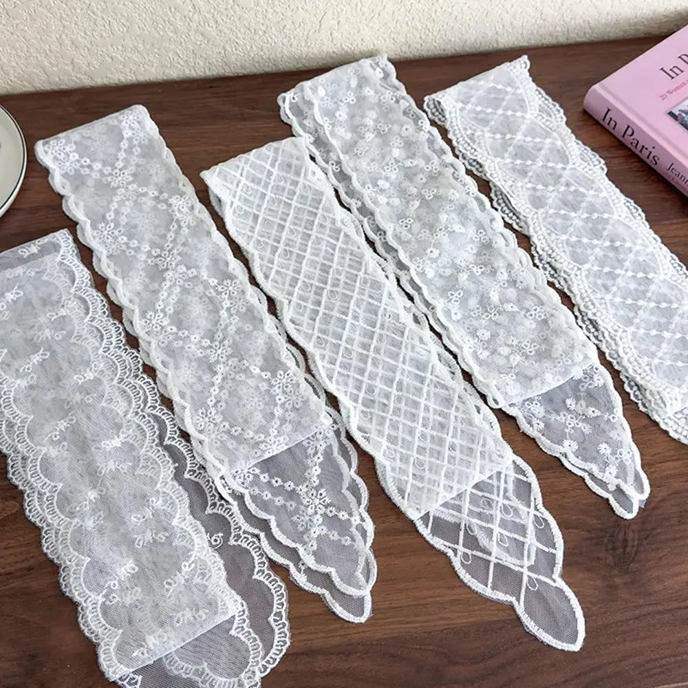 Y2k Women Narrow Long Scarf Elegent Lace Bow Necklace For Women Choker Long Ribbon Scarf Shawl Embroidery Headband Hair Scarf