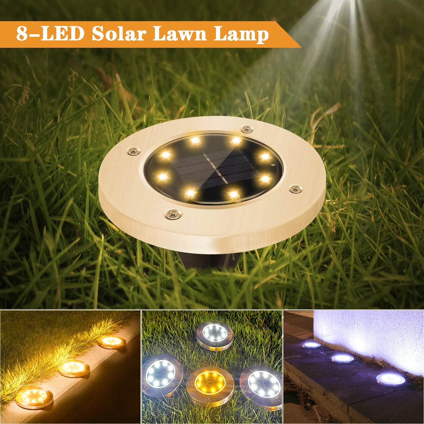 4Pack Solar LED Garden Ground Light Outdoor Waterproof Solar Wall Lamp Christmas Fence Courtyard Atmosphere Decor Night Light
