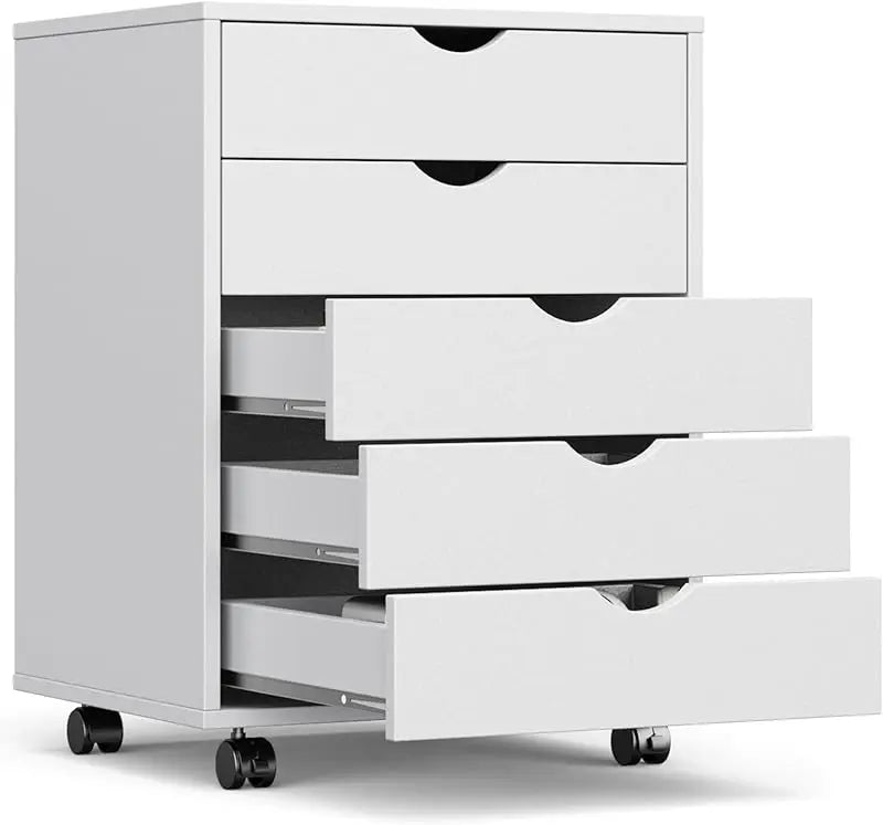 7 Drawer Mobile File Cabinet Under Desk Storage Organization with Wheels Vertical Filing Chest Rolling Wood Small Desk Pr