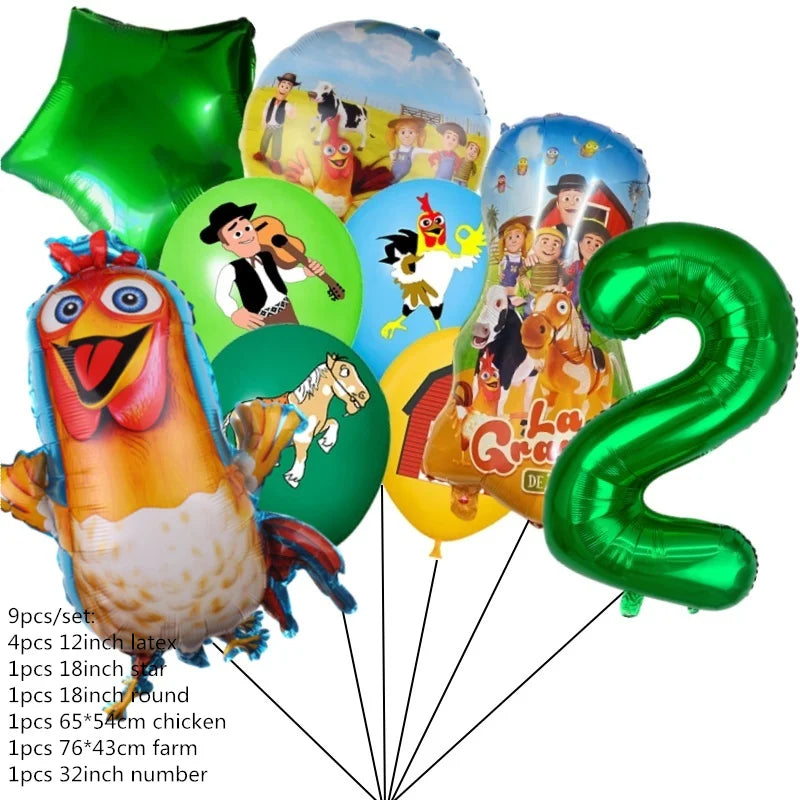 Chicken Dairy Farm Chick Tractor Ballons Happy Birthday Kids Party Animal Pet Dream Rangeland La Granja Zenon Party Decoration