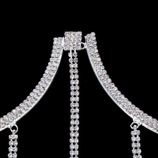 Sexy Tassel Chest Chain Rhinestone Chest Bracket for Women Rave Bikini Semicircle Crystal Lingerie Chain Bra Jewelry Gift